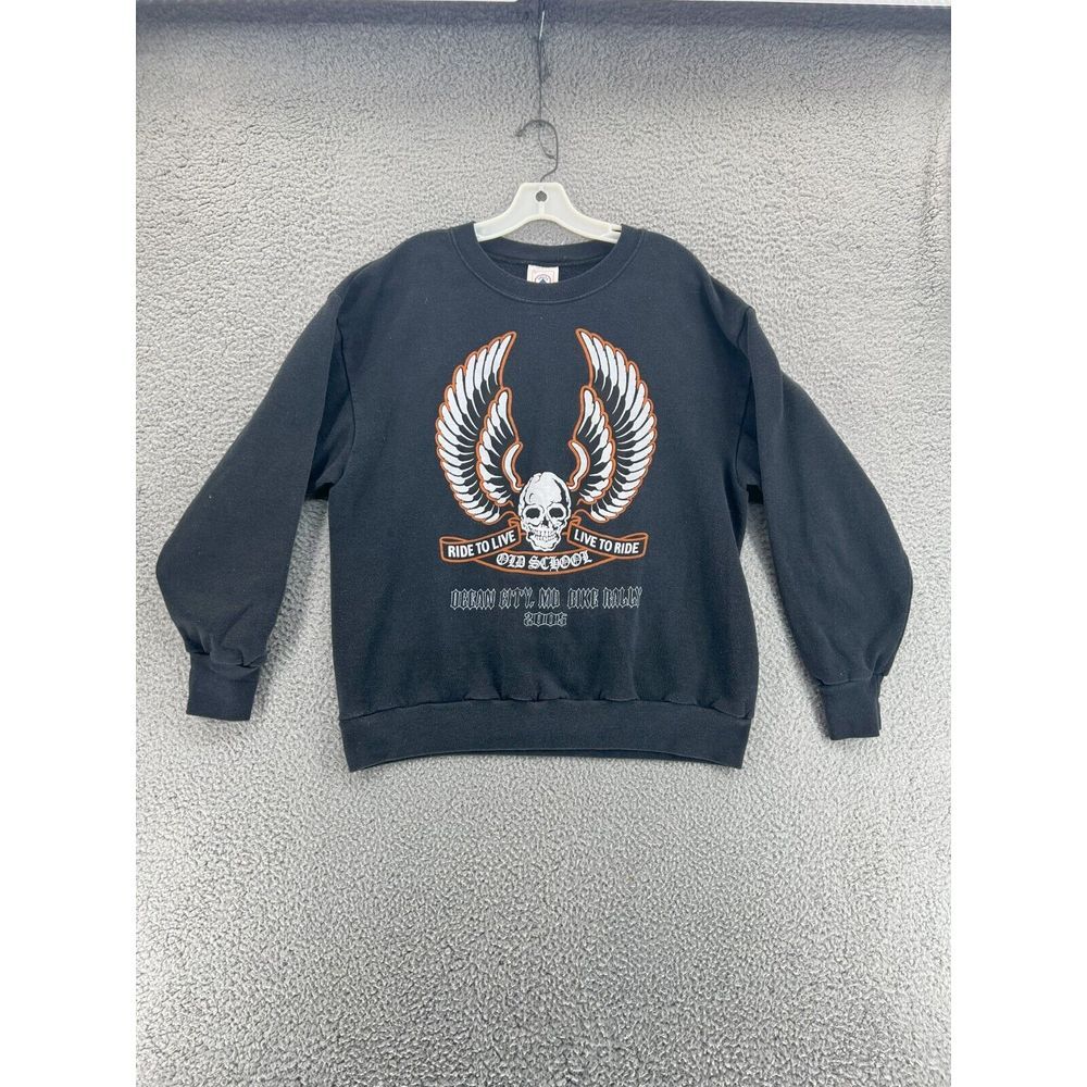 DELTA Sweatshirt Men's XL Black L/S Vintage RIDE TO LIVE Ocean City‎ BIKE RALLY